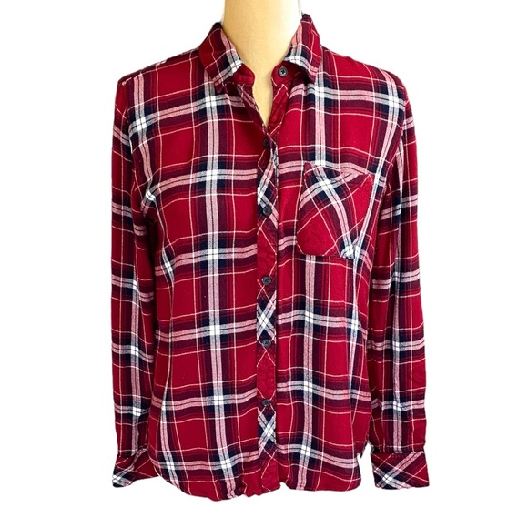 Rails Hunter Button-Front Shirt in Crimson Navy - Picture 2 of 11